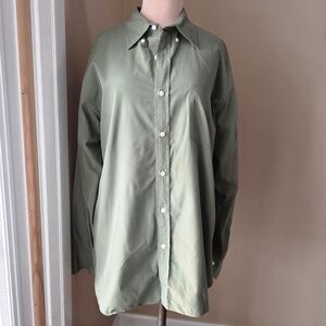 J. Crew Men's Army Green 100% Cotton Button Up Shirt, Size L (16-16 1/2)